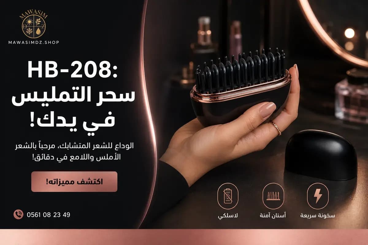 Brosse chauffante lissante sans fil مشط شعر الحراري الاسلكي