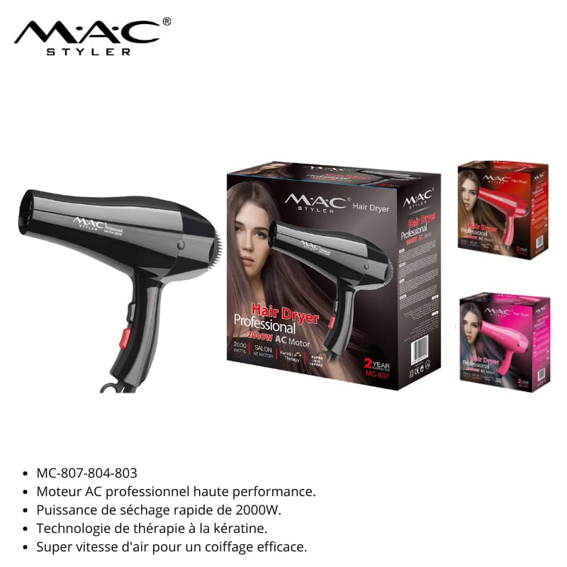 Sèche-Cheveux Professionnel 2000W Moteur AC مجفف شعر احترافي 2000 واط بمحرك تيار متردد