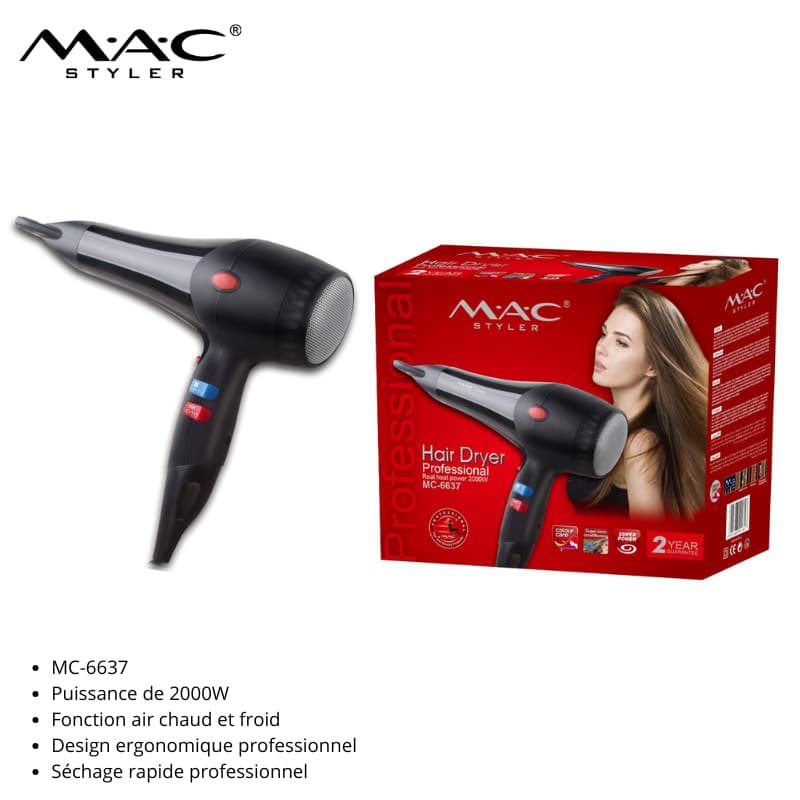 Sèche-cheveux 2000W Noir MC-6637 سشوار 2000 واط أسود MC-6637