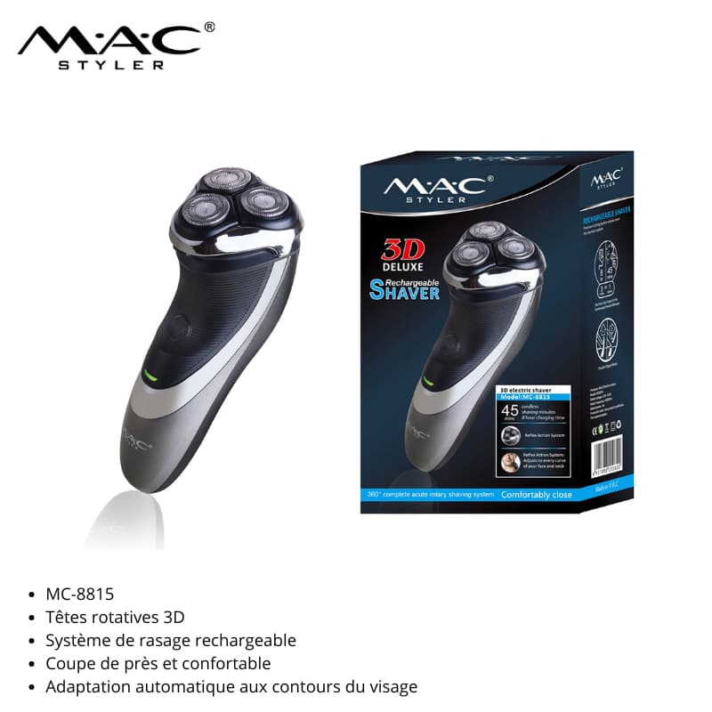 Rasoir Électrique Rechargeable 3D Deluxe – MC-8815 ماكينة حلاقة كهربائية قابلة لإعادة الشحن ثلاثية الأبعاد ديلوكس – MC-8815