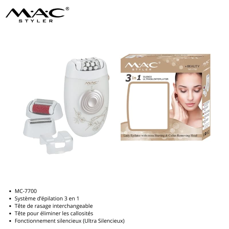 Épilateur, Rasoir et Anti-callosités Multifonction MC-7700 جهاز إزالة الشعر والحلاقة وإزالة الكالو – MC-7700