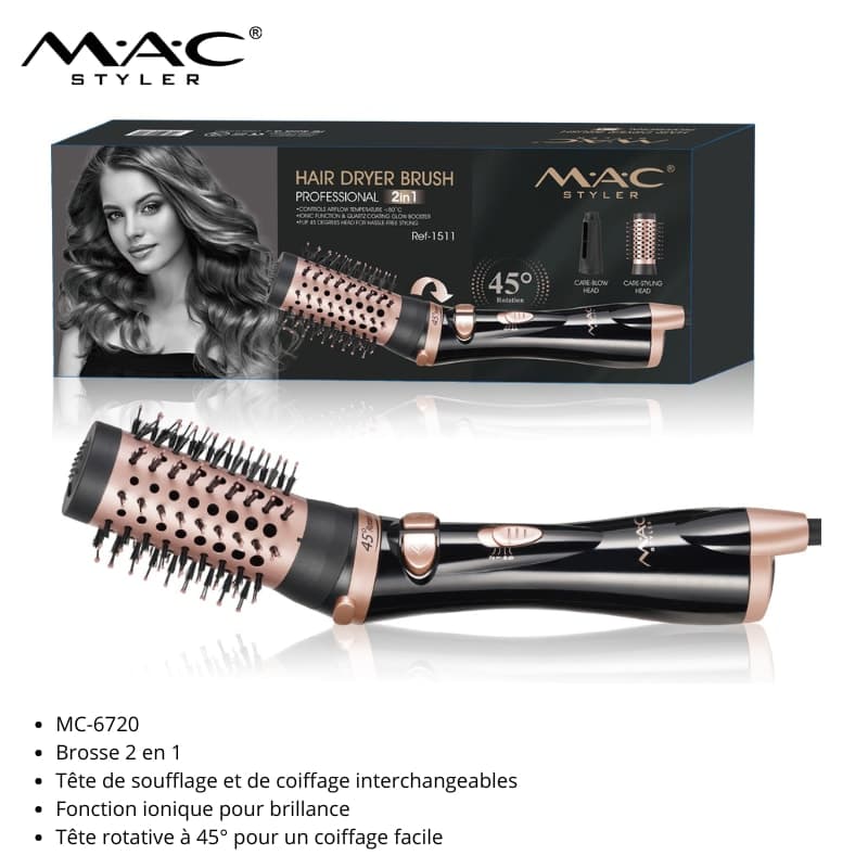 Brosse Sèche-Cheveux Rotative Professionnelle 2 en 1 – MAC Styler (MC-6700 / MC-6720) فرشاة مجفف شعر دوارة احترافية 2 في 1 – MAC Styler (MC-6700 / MC-6720)
