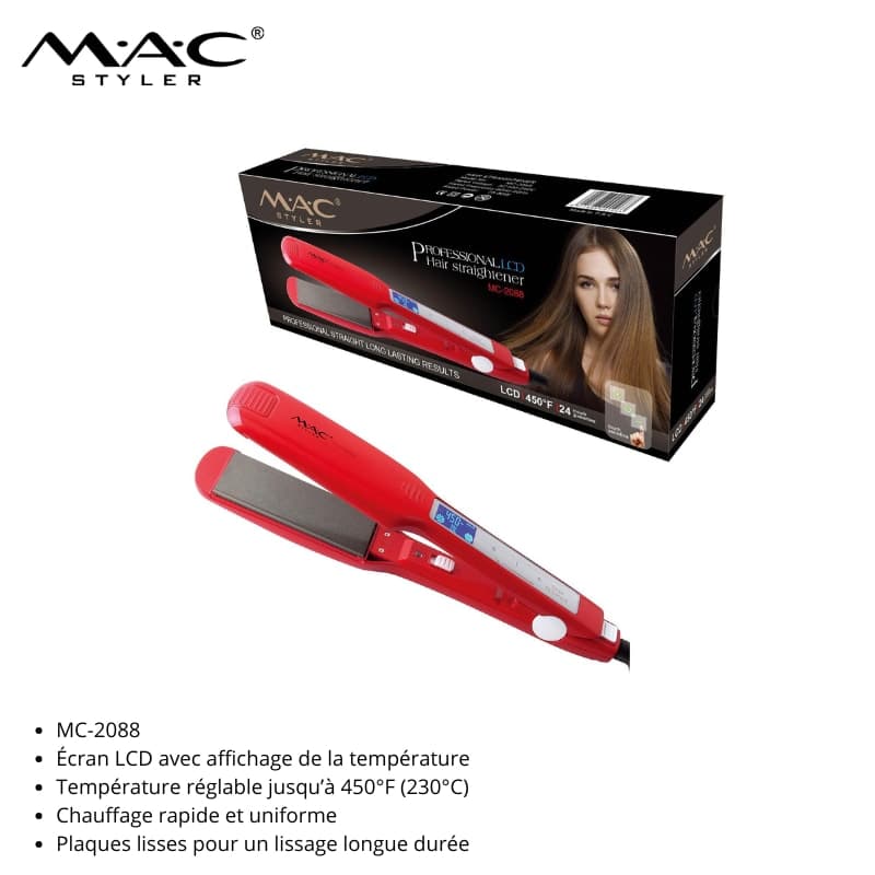Lisseur Professionnel LCD Haute Performance – Modèle MC-2088 مصفف شعر احترافي بشاشة LCD عالية الأداء – موديل MC-2088