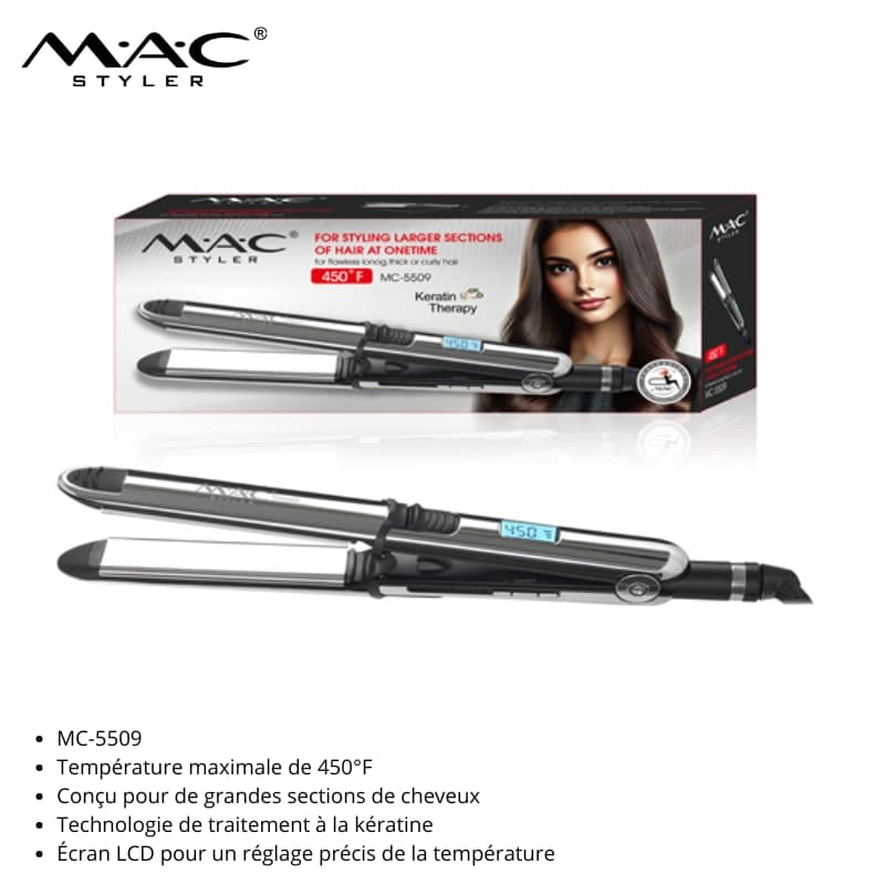 Fer à lisser et à boucler professionnel MAC MC-5509 مكواة فرد وتجعيد شعر احترافية MAC MC-5509