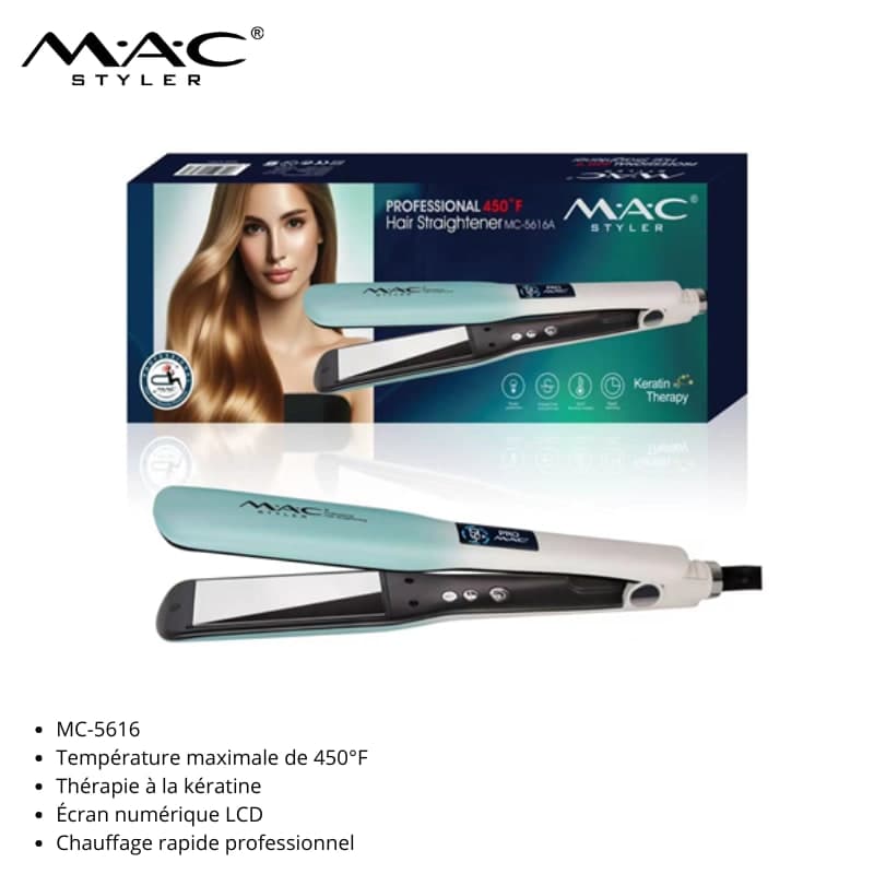 Lisseur professionnel MAC Styler 450°F avec Keratin Therapy mc-5616 مكواة فرد شعر احترافية MAC Styler 450°F بتقنية الكيراتين mc-5616