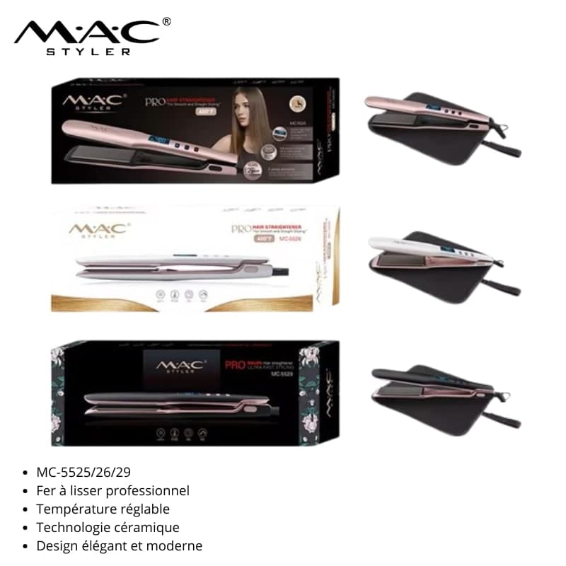 Fer à Lisser Professionnel Titanium 480°F MC-5525-5526-55229 مكواة تمليس شعر احترافية تيتانيوم 480°F MC-5525-5526-55229