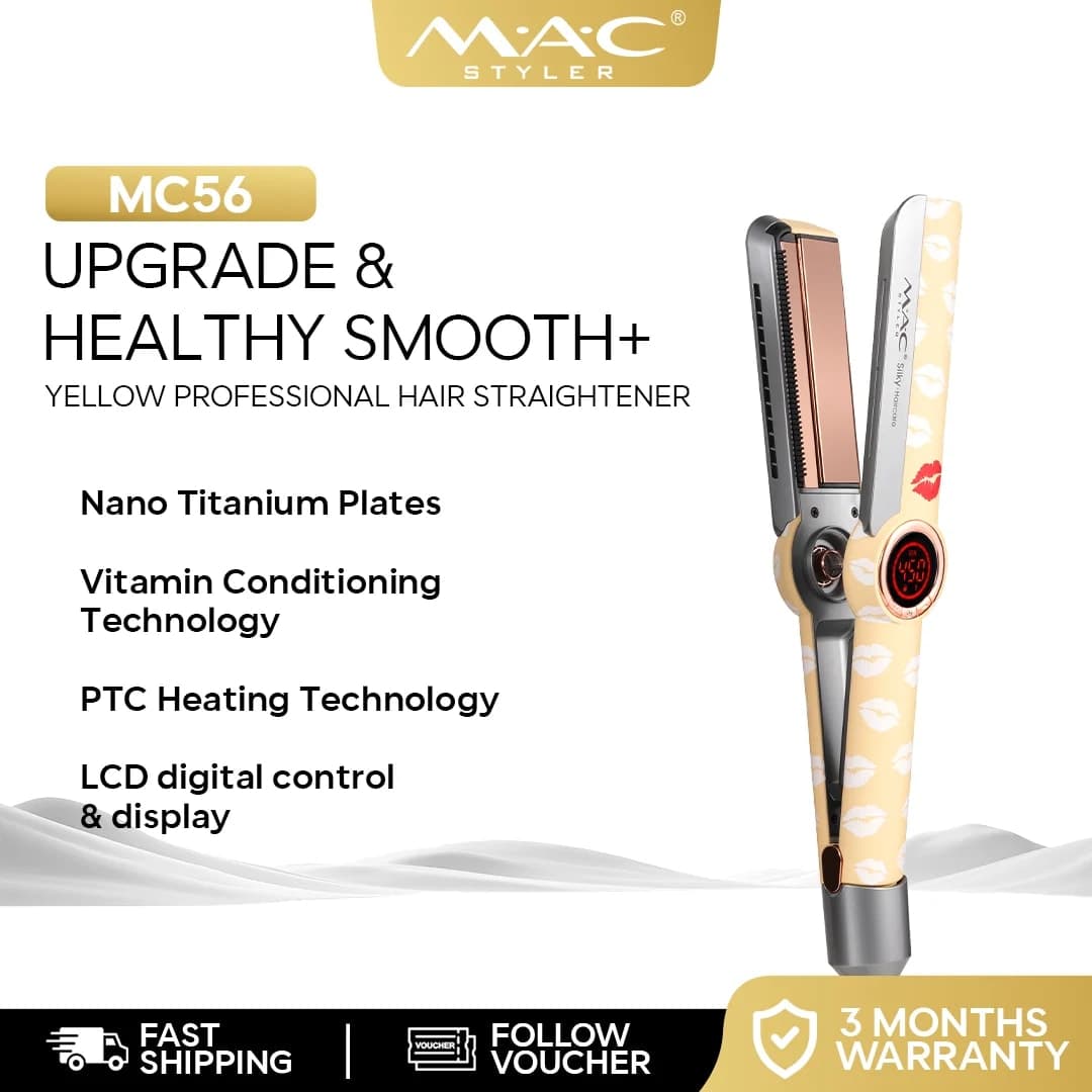 Lisseur Professionnel Cheveux Mac Styler Upgrade & Healthy Smooth+ MC56 مكواة تمليس الشعر الاحترافية ماك ستايلر Upgrade & Healthy Smooth+ MC56