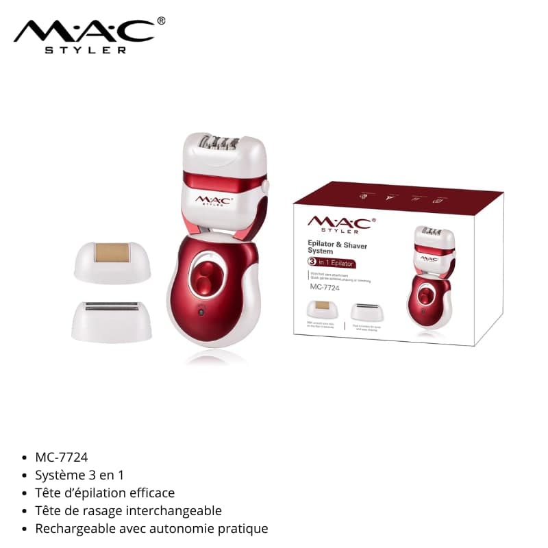 Épilateur Électrique Rechargeable 3-en-1 MC-7724 جهاز إزالة الشعر الكهربائي القابل لإعادة الشحن 3 في 1 MC-7724